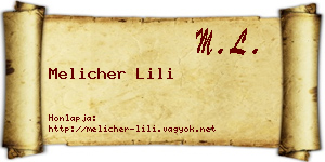 Melicher Lili névjegykártya